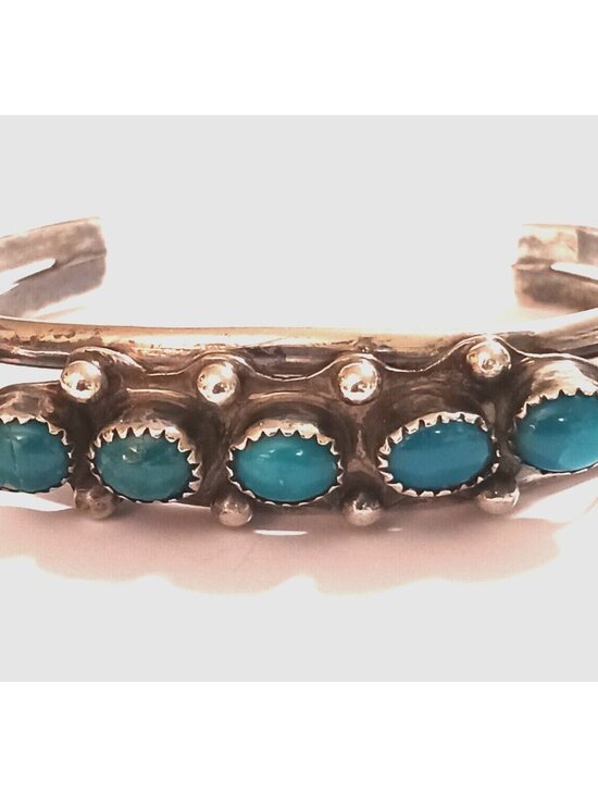 Native American Sterling Turquoise Cuff Bracelet Vintage (1206) - Picture 1 of 9